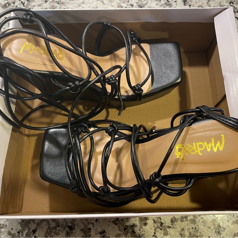 Black strappy wedges from Madrag